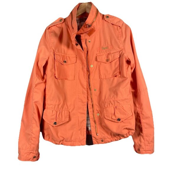 Coogi Jacket Womens Size M Orange Studded Hood Casual Full Zip Australia Cotton - Picture 1 of 16